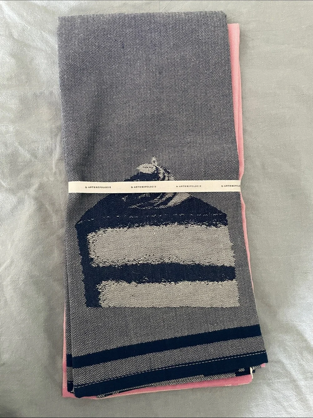 NWT Anthropologie Pink Strawberry, Blue Cake Kitchen Towels - Set of 2